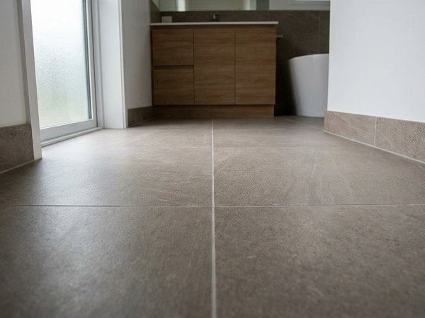 New porcelain bathroom floor tile, example