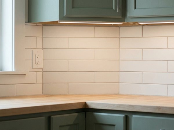 Clean subway tile backsplash, example